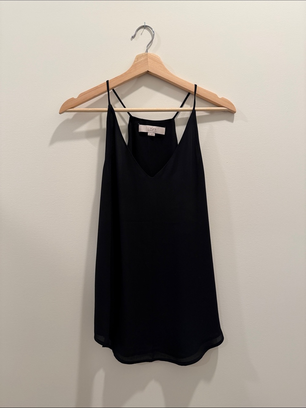 LOFT Black V-Neck Racerback Silky Cami